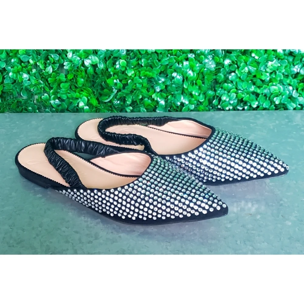 6. J.Crew Crystal stretchy slingback mules